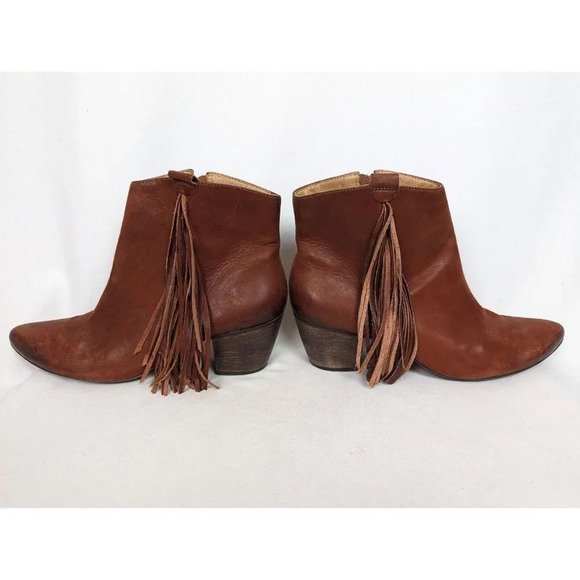 Matisse 9 M Shields Brick Brown Leather Fringe Booties Boot Boho Western Hippie - Picture 12 of 16